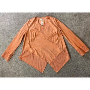 Chicos Peach Asymmetrical Hem Open Cardigan Jacket Chicos Size 1 Small